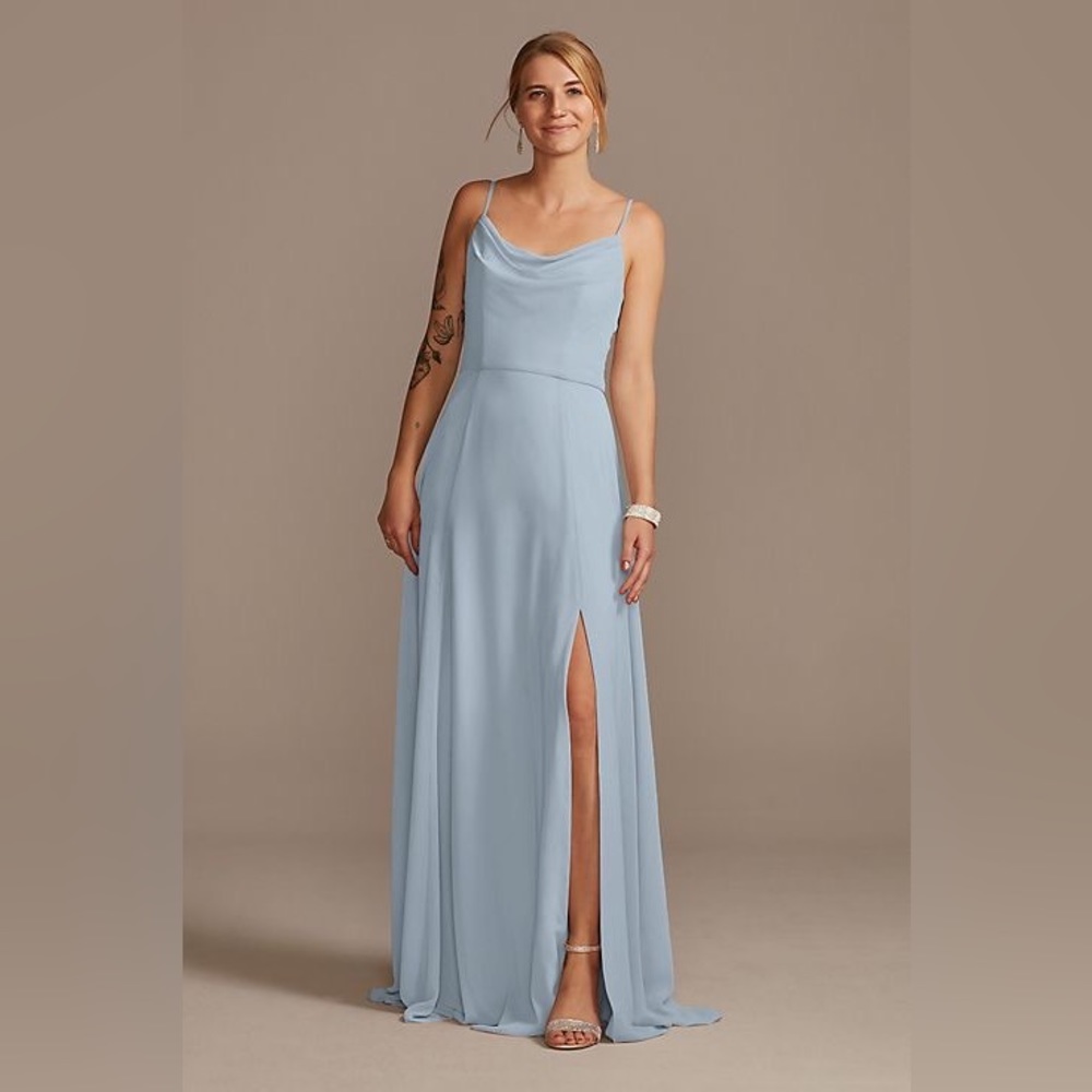David's Bridal Cowl Neck Chiffon Bridesmaid Dress